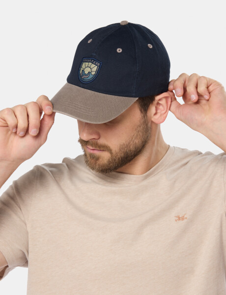 GORRO VISERA DE LONA CON PARCHE TEJIDO Azul