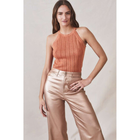 Top Halter Metalizado Ocre