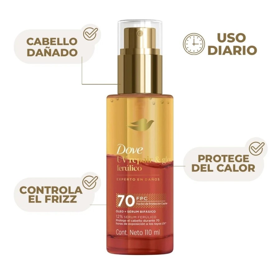 Protector Capilar UV Repair & Glow Óleo 110 ml - Dove Protector Capilar UV Repair & Glow Óleo 110 ml - Dove
