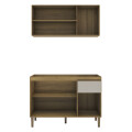 MUEBLE BAJO MESADA + AÉREO MODELO MARGARIDA COLOR MIEL/MARROC 1200 MM DE LARGO Mueble Bajo Mesada + Aéreo Modelo Margarida Color Miel/marroc 1200 Mm De Largo