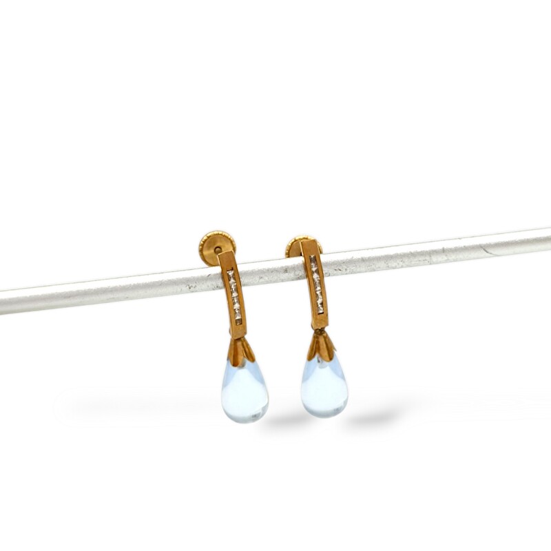 Caravanas colgante Aguamarina gota- Oro bajo - Aguamarina y zirconia- CA8093 conpiedra