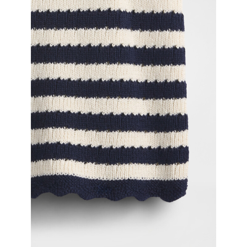 SL CROCHET STRIPE TANK NAVY UNIFORM