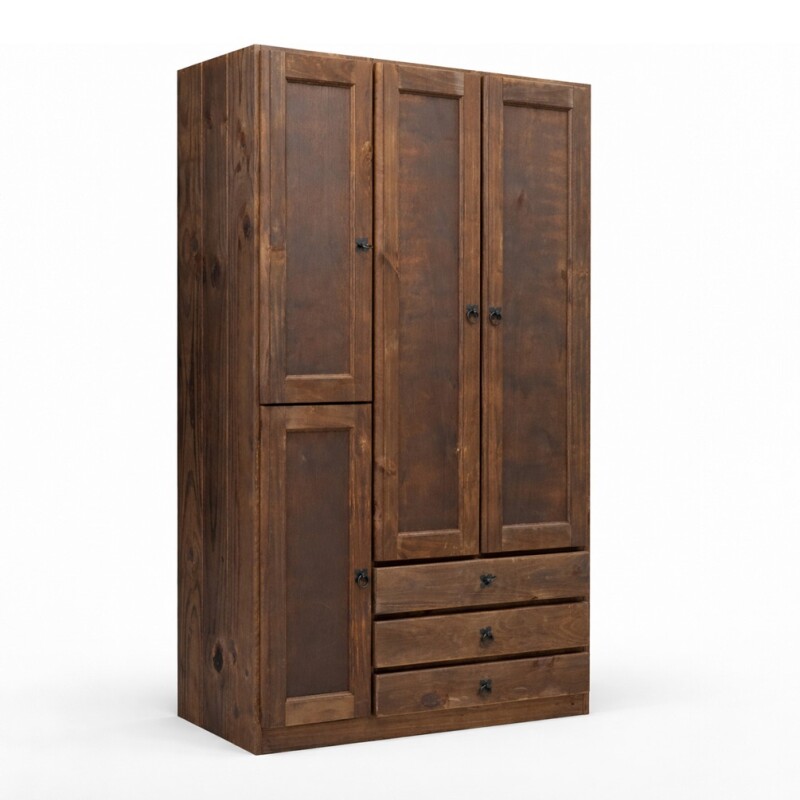 Ropero Madera Maciza 4 Puertas 3 Cajones Lustrado - Ltc Nogal Ropero Madera Maciza 4 Puertas 3 Cajones Lustrado - Ltc Nogal