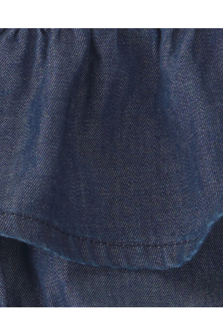 Set tres piezas, short de chambray más remera y vincha de algodón acanalado rosa Sin color