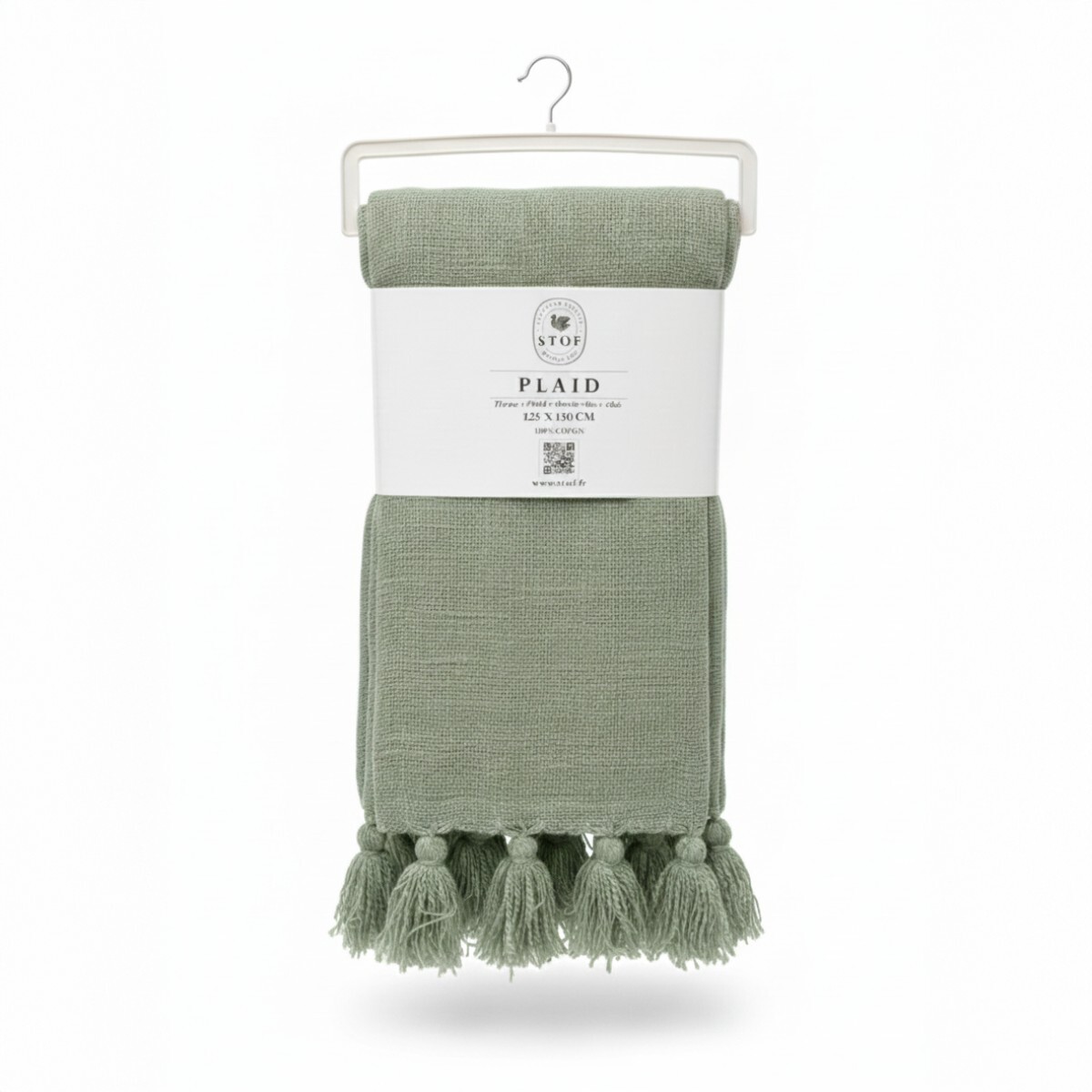 MANTA VERDE C/BORLAS 125X150CM 