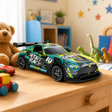 Auto a Control Remoto Monster Deportivo 1:16 Luces A Pilas Amarillo/verde