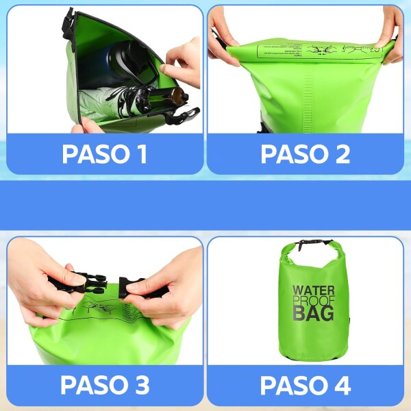Bolso 2 Litros Celular Playa Piscina Impermeable Estanco Variante Color Verde