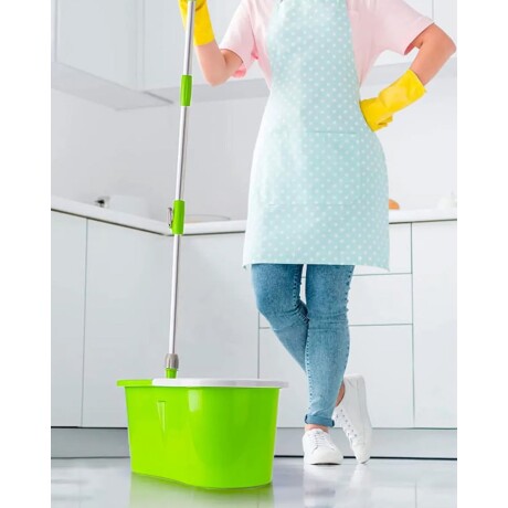 Mopa Giratoria 360 Acero Inox Spin Mop Trapeador Microfibra Azul