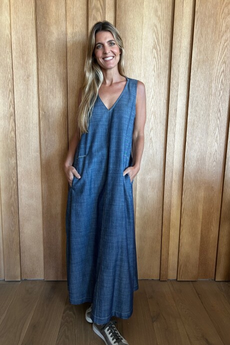 Vestido Formentera Lino Azul Melange