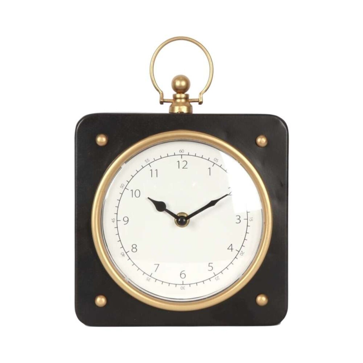 Reloj De Mesa Hierro D19X26X7Cm - Cuadrado Borde Dorado 