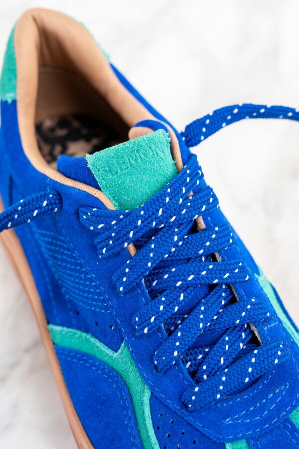Zapatilla Gamuza Combinada Azul Francia