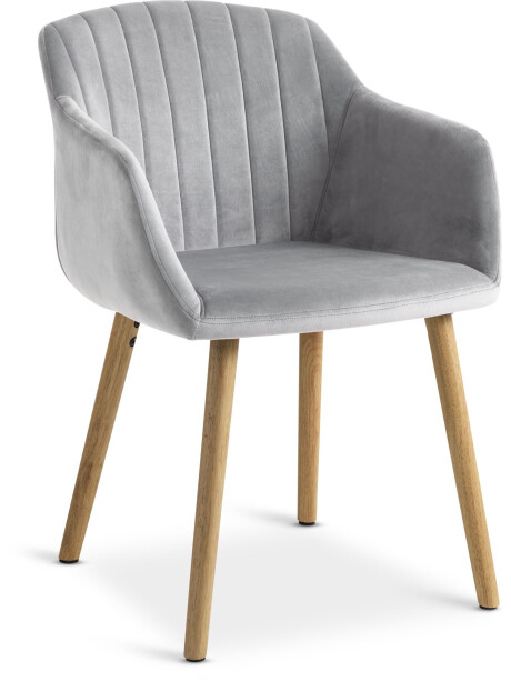 Silla de comedor ADSLEV terciopelo gris/nat Silla de comedor ADSLEV terciopelo gris/nat