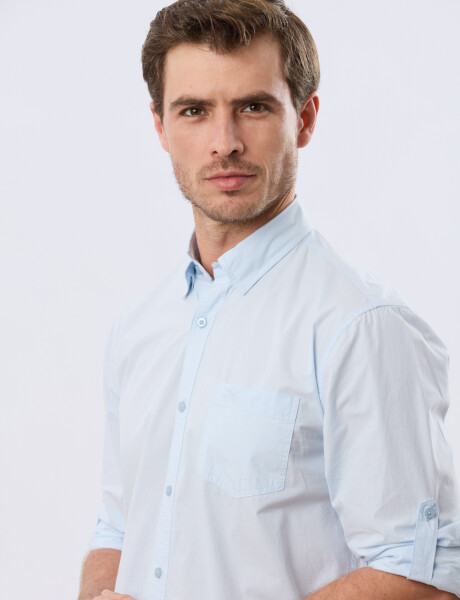 CAMISA LISA DE ALGODÓN Celeste