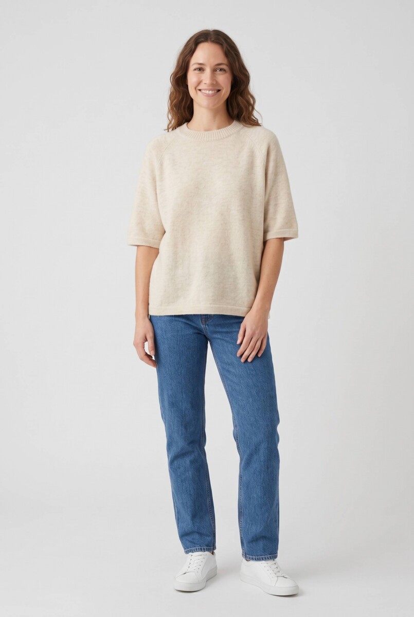 Sweater ancho manga media - Beige 