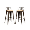 Pack 2 Taburetes Tolix con Respaldo y Asiento de Madera Lumax Negra