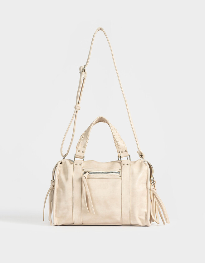 Bowling Boho Cartera Bowling Con Flecos - Blanco Crudo