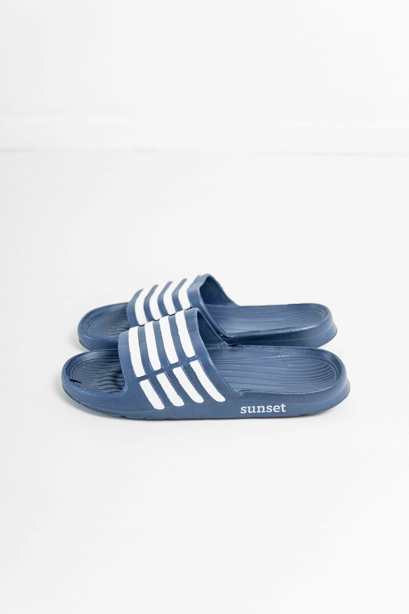 Sandalia Franjas Azul con Blanco 