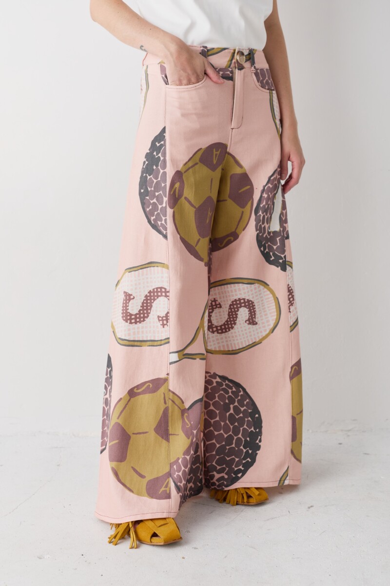 PANTALON WIDE XL PRINT TEAM Macros Rosa