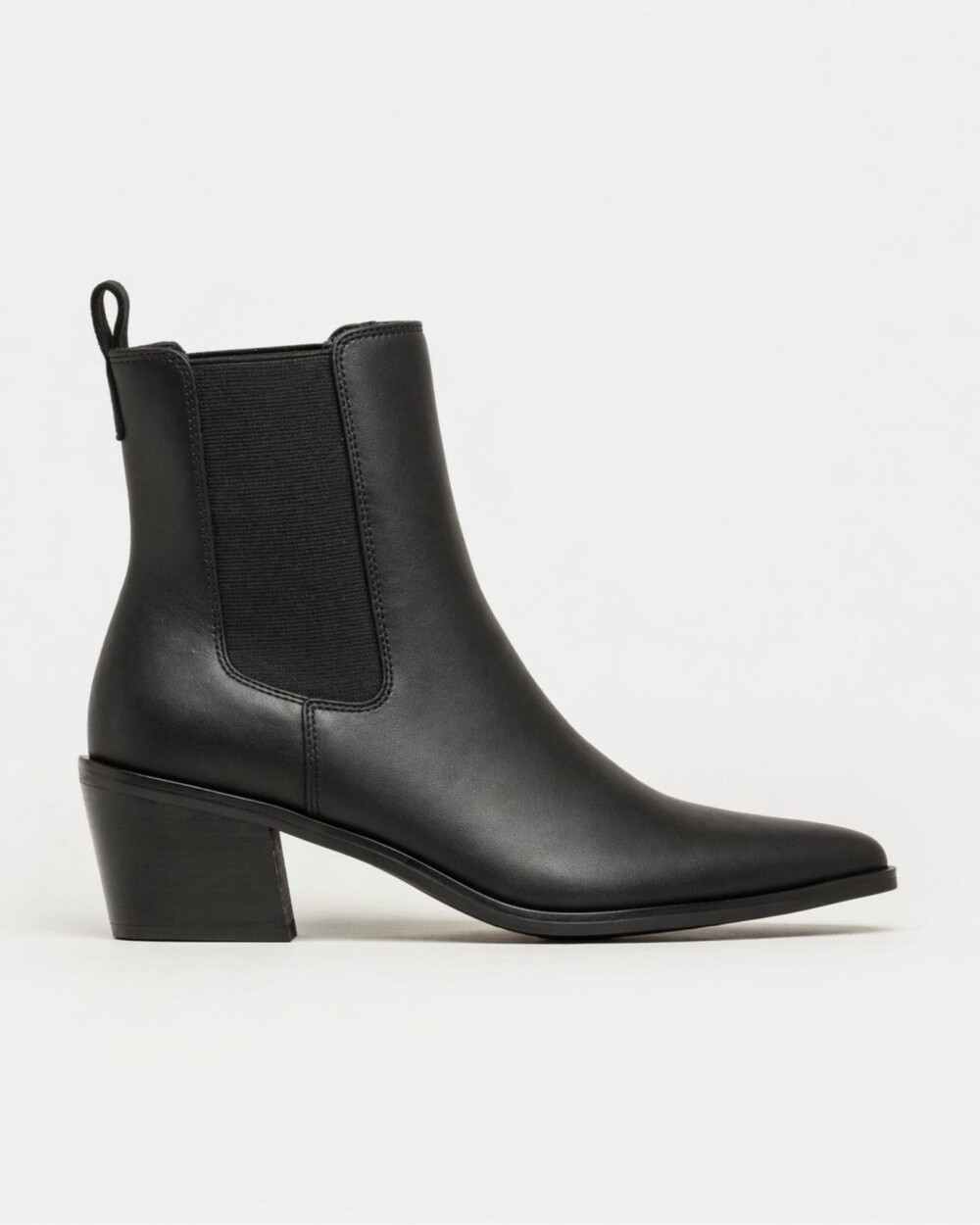 Bota caña media Helen en efecto cuero Negro