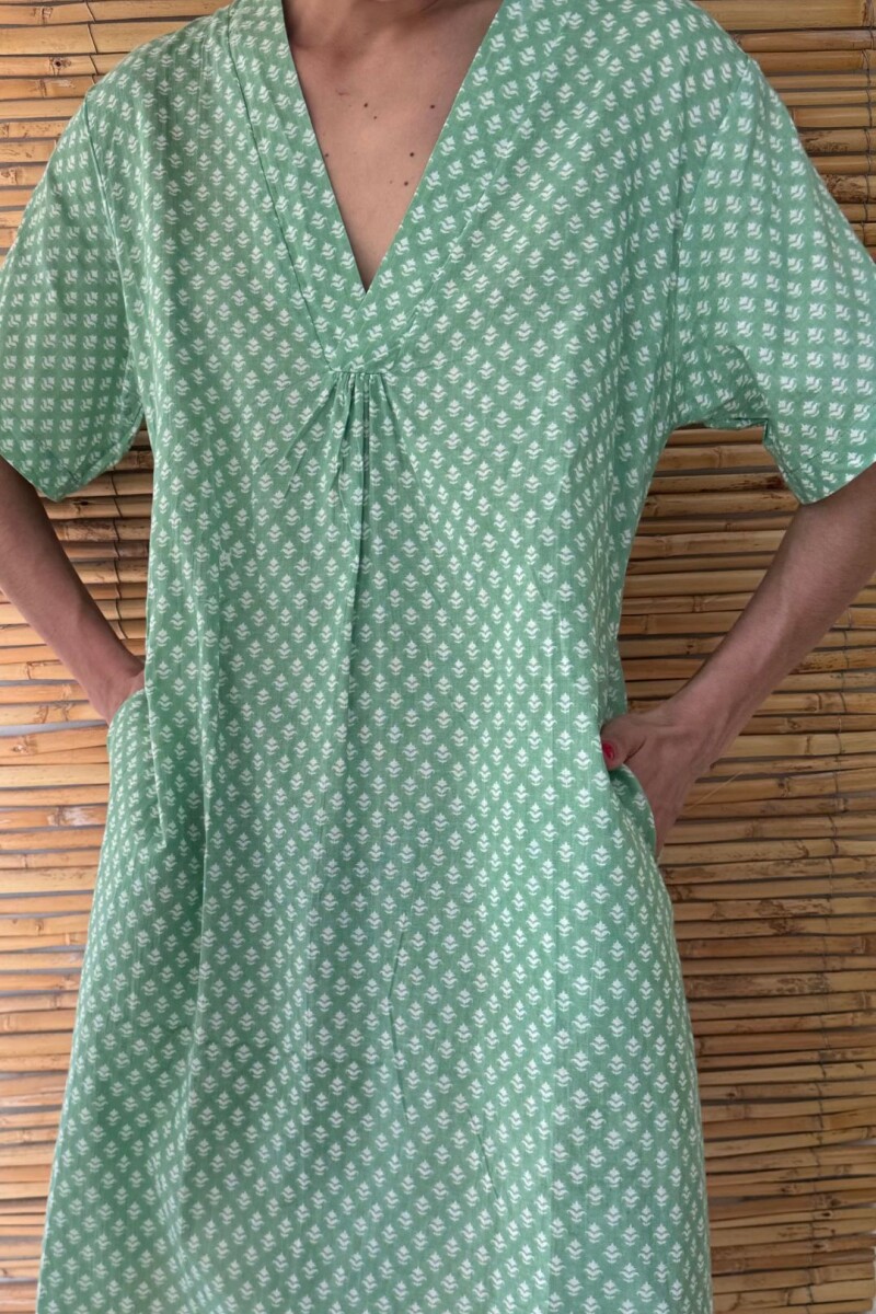 Ofelia Block Print Verde y Blanco
