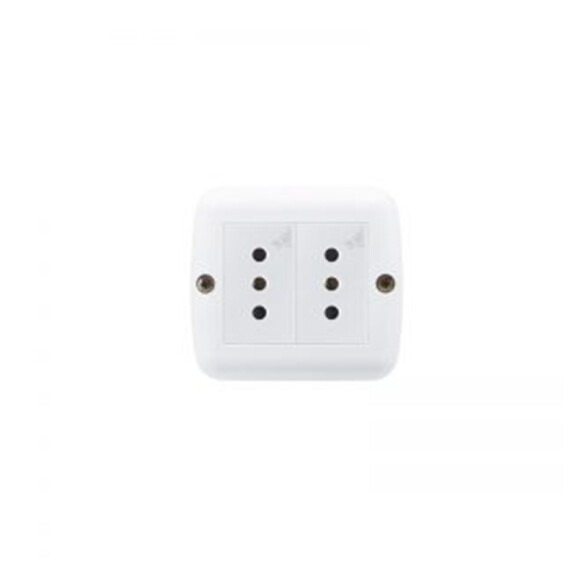 Caja ext. 2 módulos c/2 tomas 3 en línea blanco M47226