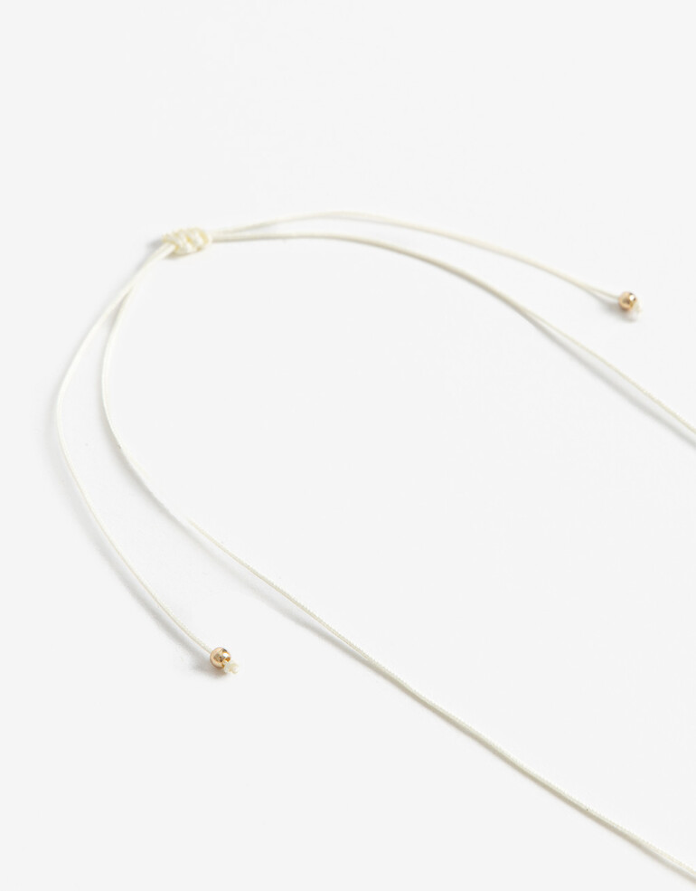 Collares Cortos Cordón Collar Corto Cordón Y Beads - Dorado