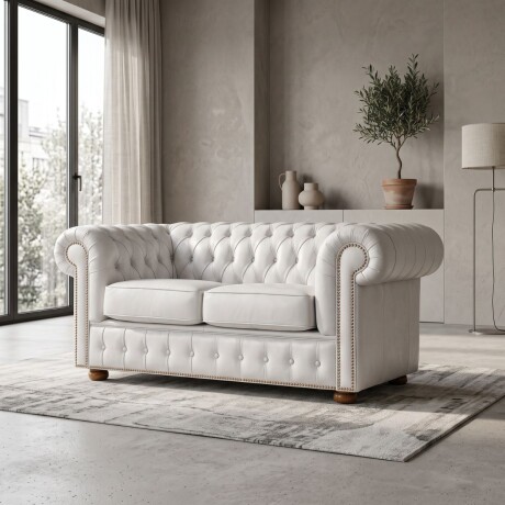 Sofá Chesterfield Novo - Cuero Básico - 2 cuerpos Blanco - (Preventa)