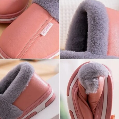 Pantuflas Unisex Cuerina Piel Sintética Antideslizantes Bordó