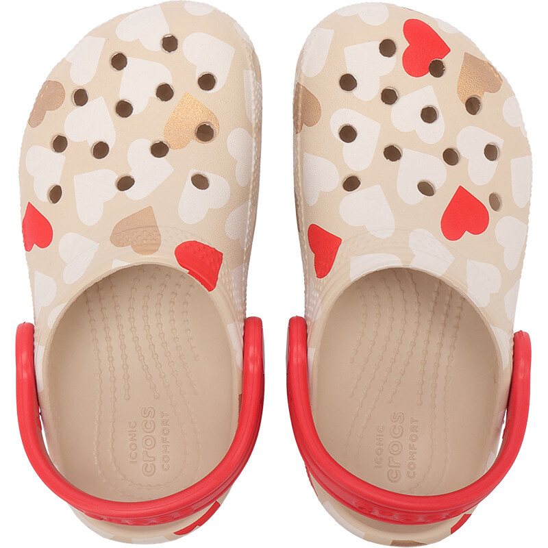 Crocs Classic Heart Print Beige