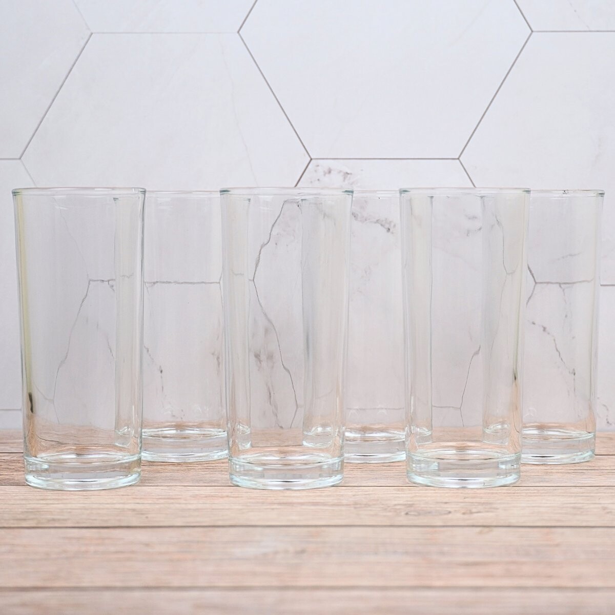 Set de 6 vasos de vidrio largos 