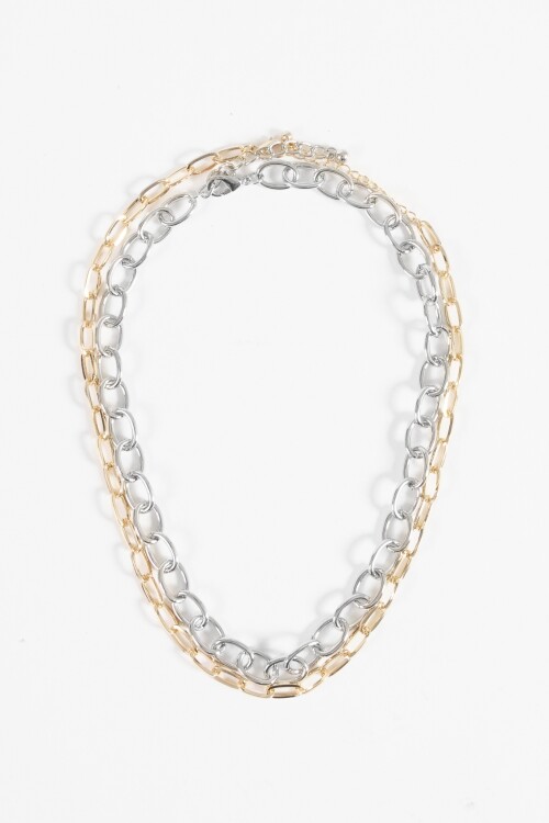 Collar doble cadena gruesa multicolor