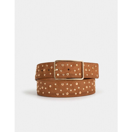 Cinturón Con Tachas Marron Camel