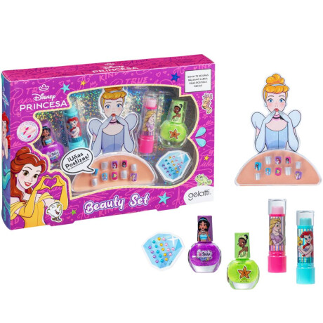 Set Disney 2 esmaltes + 2 Lip + Uñas + Gemas Princesas