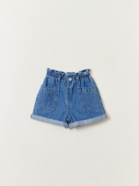 Short jean paper bag Azul Medio