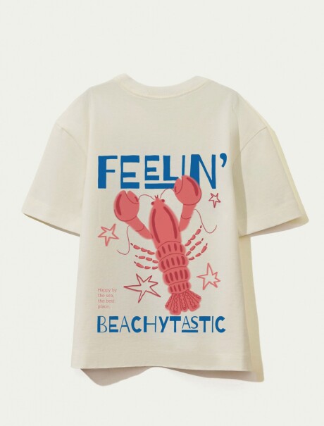 CAMISETA MANGA CORTA ESTAMPADA BEIGE