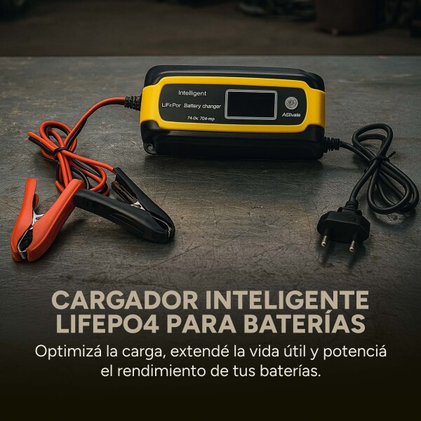 Cargador Bateria Inteligente Auto Moto Lancha Premium 14.6V® Color Amarillo