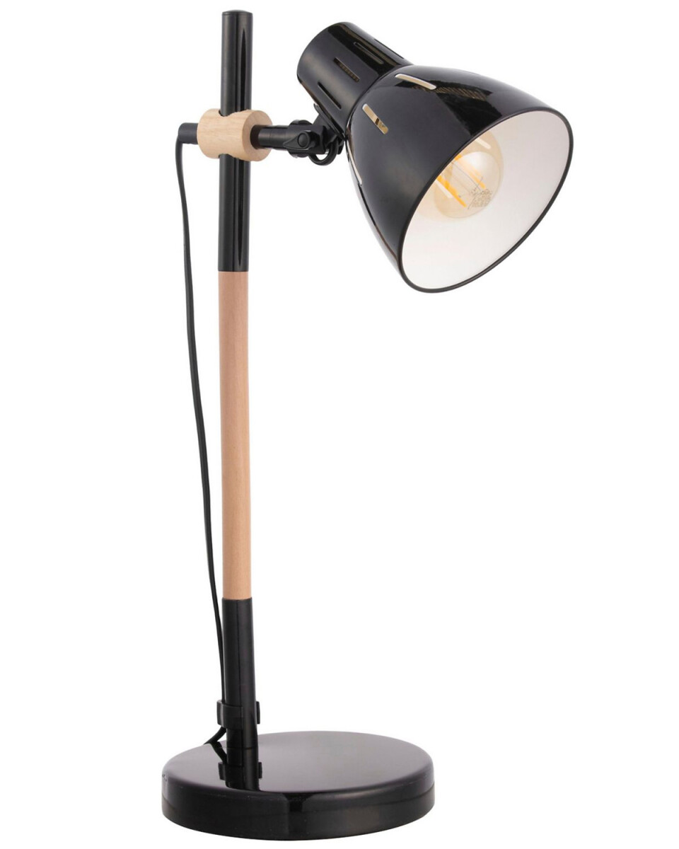 Lámpara de escritorio Philis en metal y madera hasta 40W - Negra 