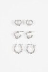Set de aros con texturas y formas plateado