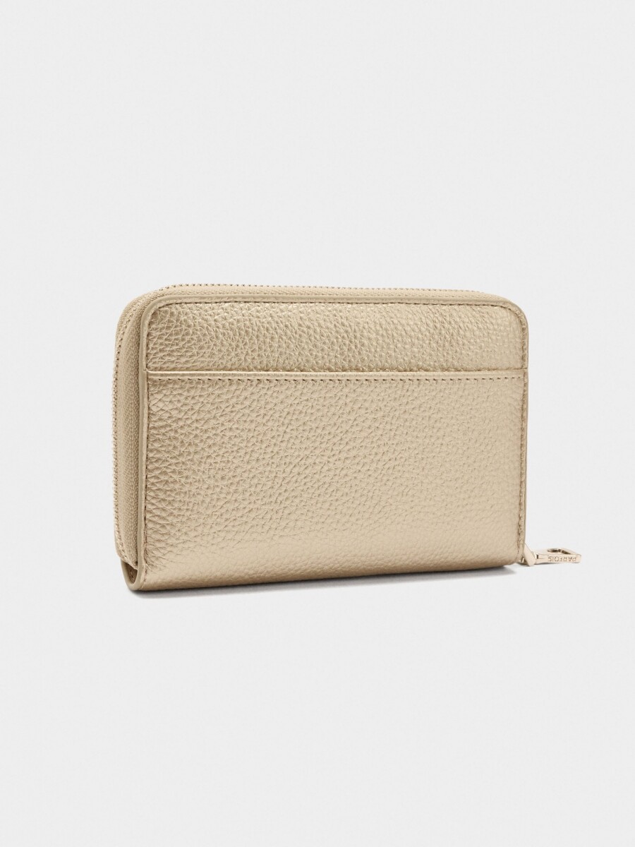 Cartera Con Textura Y Cierre De Cremallera dorado