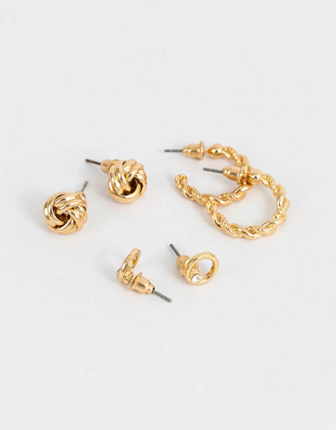 Aros Sets Bañada en Oro Set De Aros Bañados En Oro - Dorado