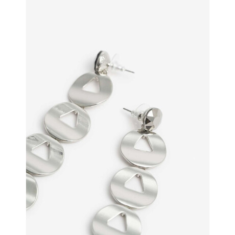 Aros Colgantes Largos Piezas Metal Plateado Rodio