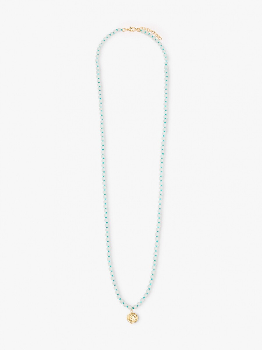 Collar Cuentas De Vidrio Con Elefante azul