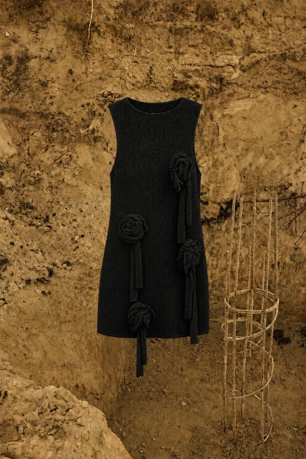 Short Rosette Dress Negro
