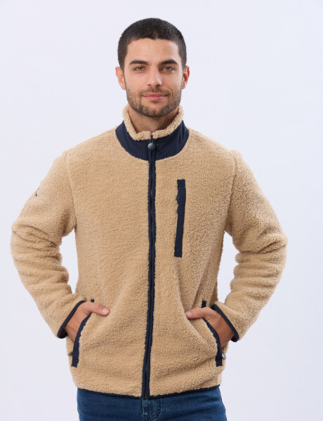 CAMPERA DE CORDERITO y POLAR Beige