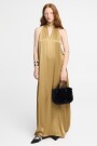 VESTIDO LARGO CUELLO HALTER Camel
