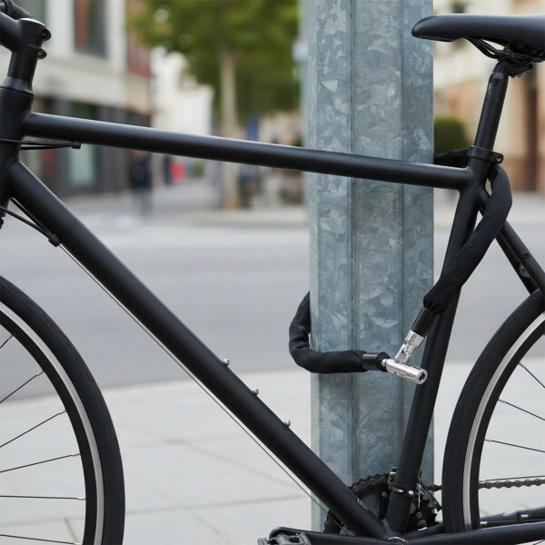 Cadena Candado Para Bici Moto Antirrobo Acero Forrada 80cm Color Negro