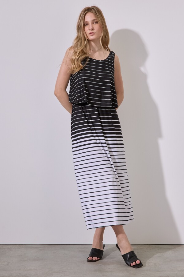 Vestido Maxi Print NEGRO/BLANCO