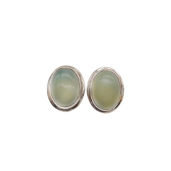 Caravanas Oval-Plata 925 -Piedra Calcedonia-CA3376 Conpiedra
