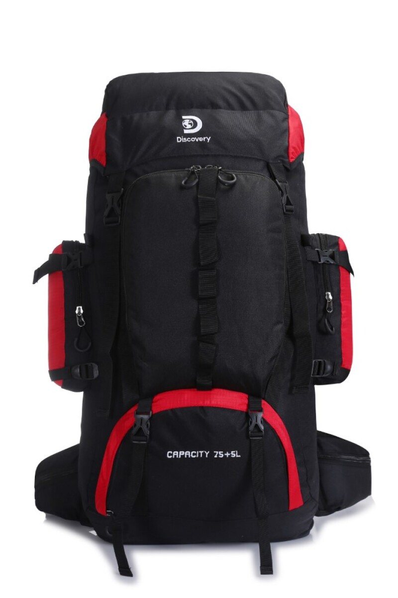 Mochila mochilera de trekking impermeable - Negro/ Rojo Rojo