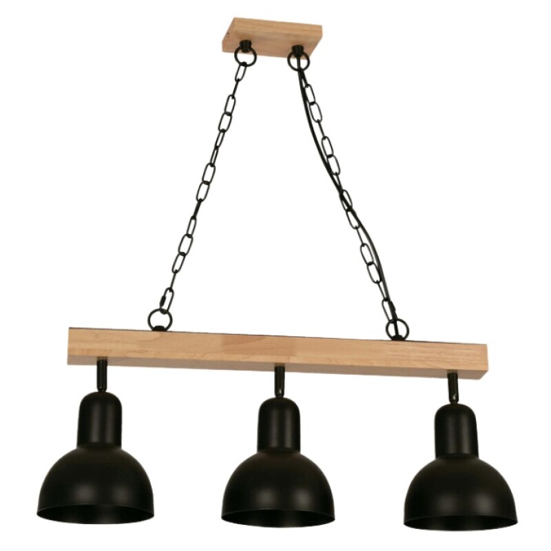 COLGANTE 3L E27 CHAPA NEGRO Y MADERA COLGANTE 3L E27 CHAPA NEGRO Y MADERA